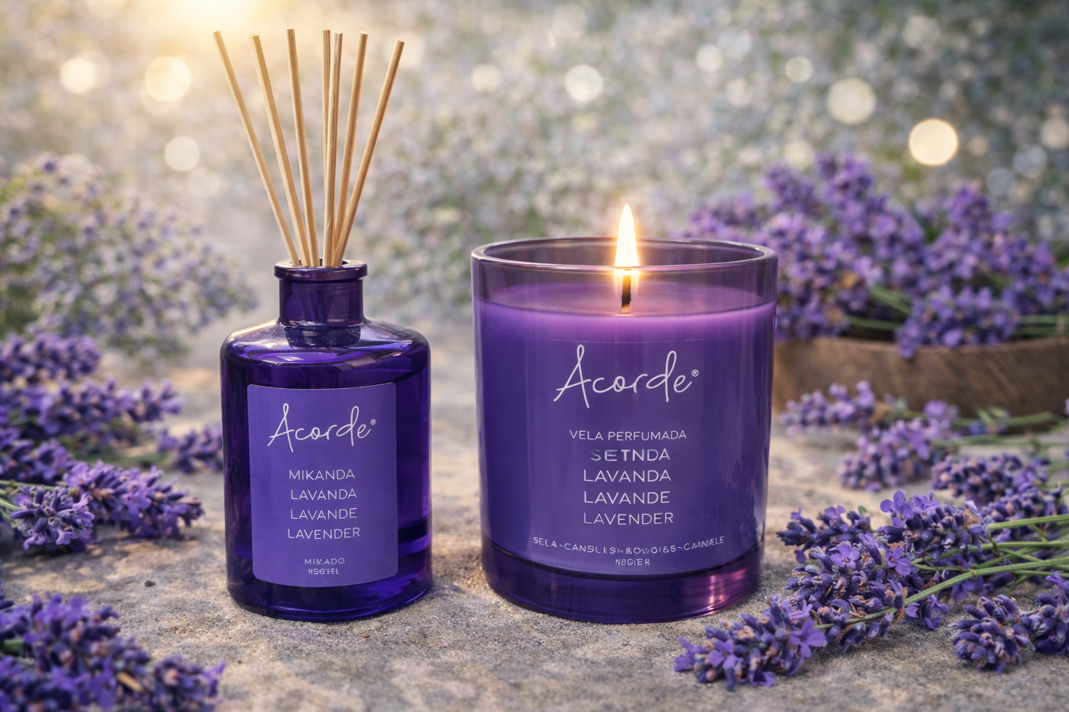 Conjunto Mikado + Vela Perfumada – Lavanda