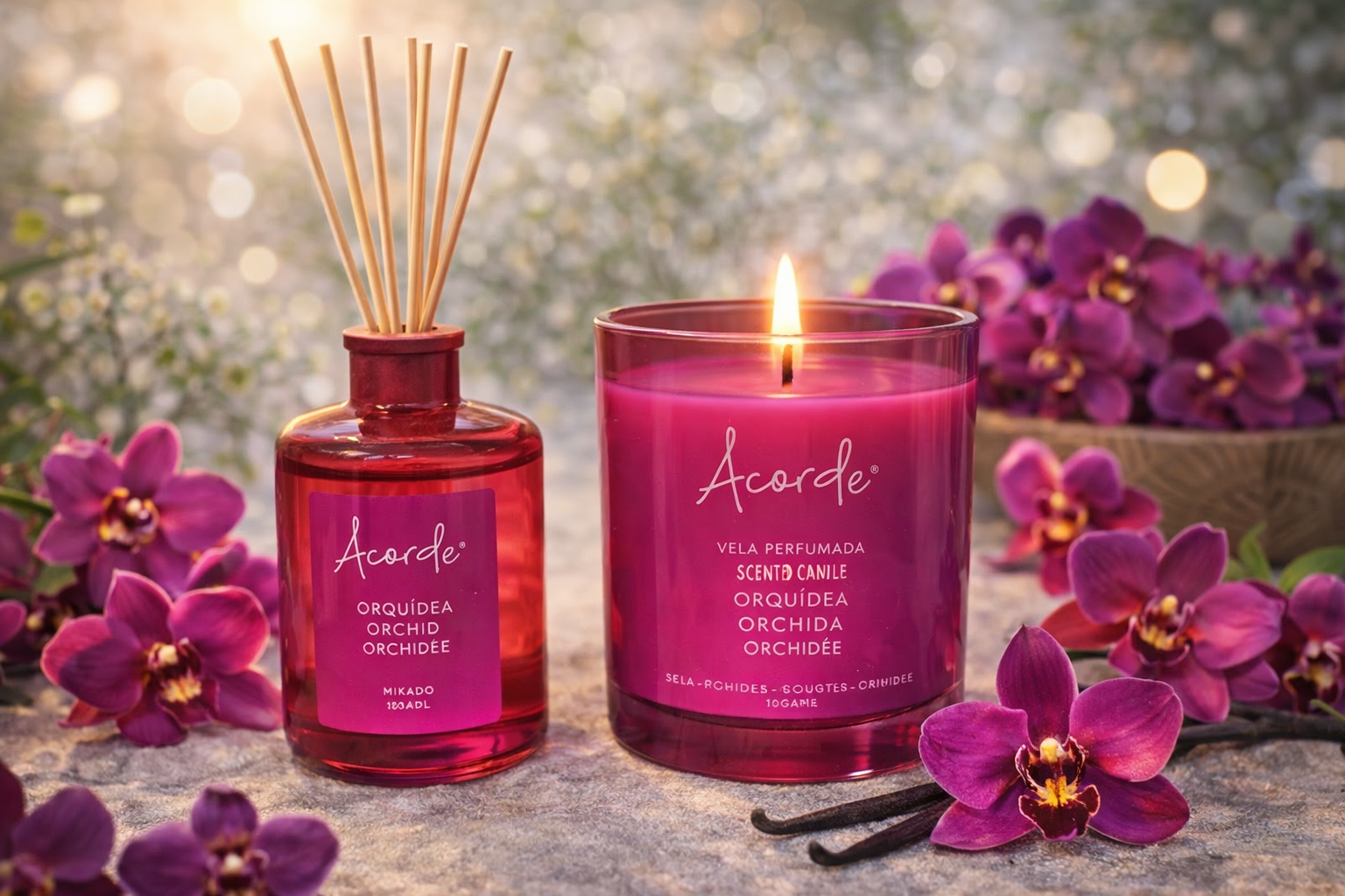 Conjunto Mikado + Vela Perfumada – Orquídea